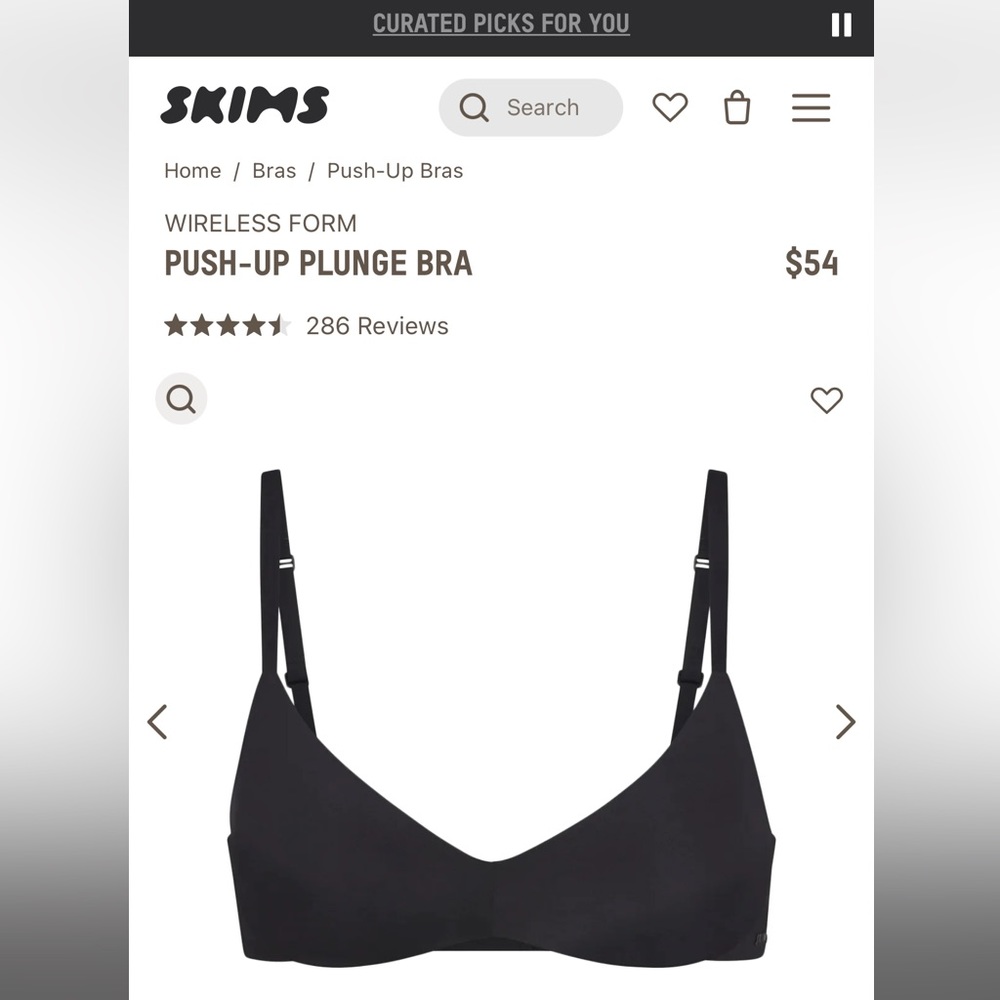 NEW WITH TAGS⚠️ SKIMS WIRELESS FORM PUSH-UP PLUNGE BRA-